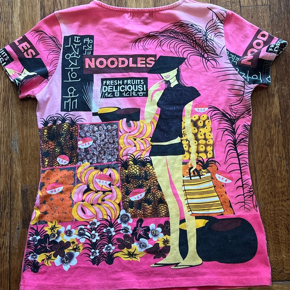 Custo Barcelona Pink Graphic Noodles Short Sleeve Tee - Picture 5 of 5
